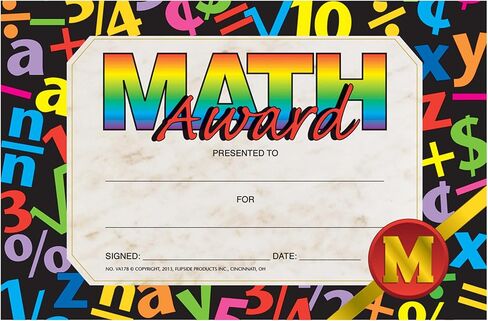 Hayes Mathematics Achievement Mini Certificates, Classroom Incentive for Math Success, Awards for Students, Full-Color Matte Finish, 8.5" x 5.5" - 25 Pack in Saudi Arabia