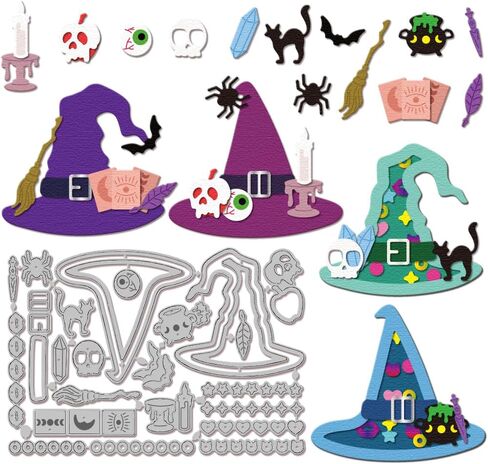 غلوبللاند الساحرة قبعة القبعة يموت من أجل DIY Scrapbooking Metal Witch Festival Cut Diays Witch Shaker Die Cuts لصنع البطاقات. in Saudi Arabia