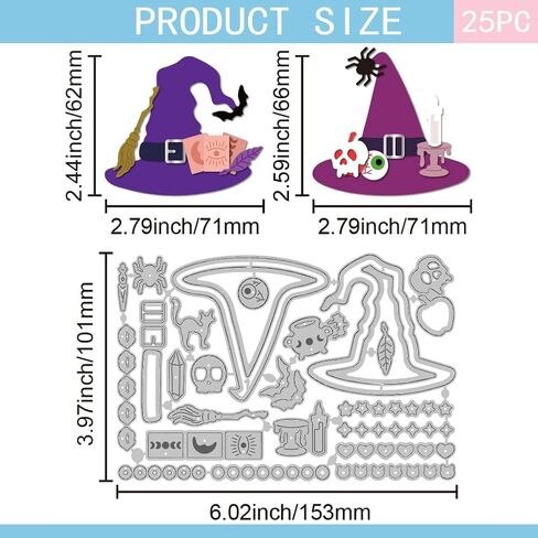 غلوبللاند الساحرة قبعة القبعة يموت من أجل DIY Scrapbooking Metal Witch Festival Cut Diays Witch Shaker Die Cuts لصنع البطاقات. in Saudi Arabia