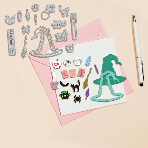 غلوبللاند الساحرة قبعة القبعة يموت من أجل DIY Scrapbooking Metal Witch Festival Cut Diays Witch Shaker Die Cuts لصنع البطاقات. in Saudi Arabia
