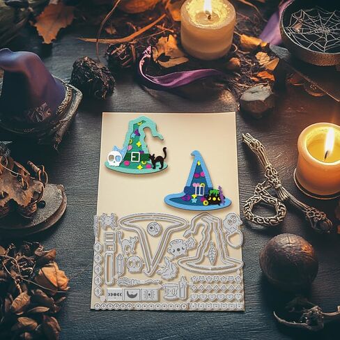 غلوبللاند الساحرة قبعة القبعة يموت من أجل DIY Scrapbooking Metal Witch Festival Cut Diays Witch Shaker Die Cuts لصنع البطاقات. in Saudi Arabia