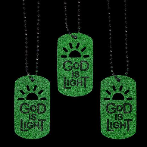 المرح Express Express Glow -in -the -dark هو قلادات علامة الكلب الخفيفة - المجوهرات - VBS لقضاء العطلات للمدرسة/الديكور - 12 قطعة in Saudi Arabia