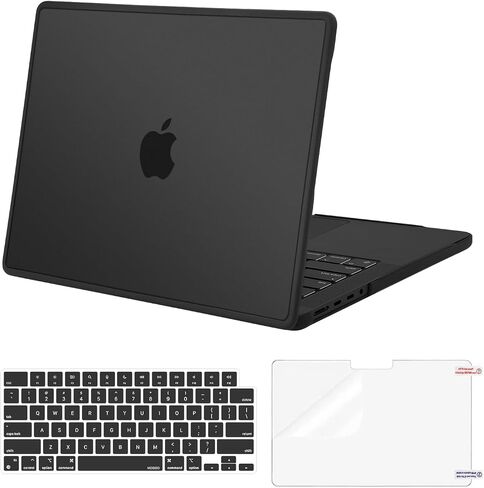 MOSISO Compatible with MacBook Pro 14 inch Case 2025-2021 M4 M3 M2 M1 A3112 A3185 A3401 A2918 A2992 A2779 A2442, Soft TPU Frame Bumper Plastic Hard Case&Keyboard Cover&Screen Film, Black in Saudi Arabia