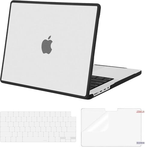 Moseso متوافق مع MacBook Pro 14 بوصة الحالة 2025-2021 M4 M3 M2 M1 A3112 A3185 A3401 A2918 A2992 A2779 A2442 ، TPU Frame Pluss Plastic Cover & Keyboard Film ، Black ، Black in Saudi Arabia