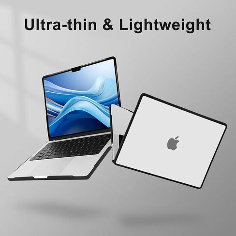 Moseso متوافق مع MacBook Pro 14 بوصة الحالة 2025-2021 M4 M3 M2 M1 A3112 A3185 A3401 A2918 A2992 A2779 A2442 ، TPU Frame Pluss Plastic Cover & Keyboard Film ، Black ، Black in Saudi Arabia