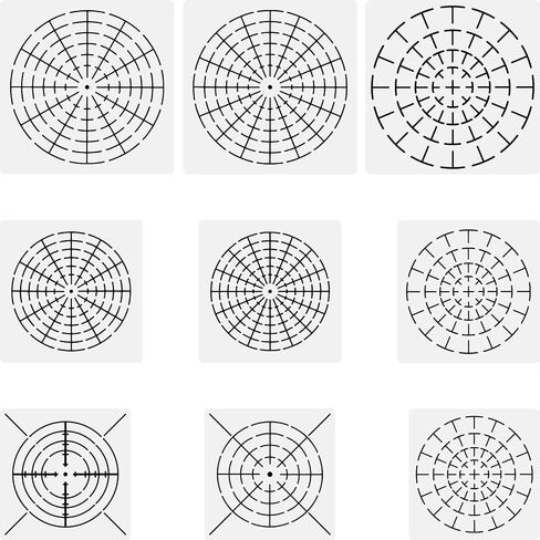 Mandala Dot Painting Stencils - 9 Pack 5.5 "/6"/8 "قوالب رسم دائرة - أدوات من ماندالا للطلاء الروك ، مشاريع فنية DIY - قوالب استنسل للحيوانات الأليفة القابلة لإعادة الاستخدام in Kuwait