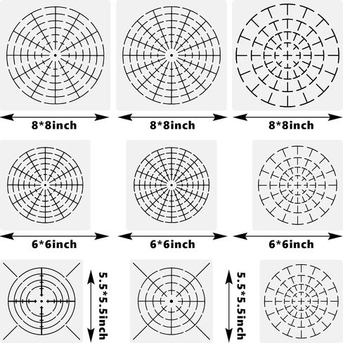 Mandala Dot Painting Stencils - 9 Pack 5.5 "/6"/8 "قوالب رسم دائرة - أدوات من ماندالا للطلاء الروك ، مشاريع فنية DIY - قوالب استنسل للحيوانات الأليفة القابلة لإعادة الاستخدام in Kuwait