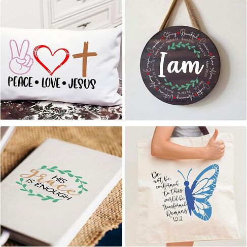 21pcs Stencils لطلاء الإستنسل المسيحية للحرف اليدوية القابلة لإعادة الاستخدام القابلة لإعادة الاستخدام قالب آية الكتاب المقدس الرسم على الحائط الخشب علامة الصخور القماش ديكور المنزل DIY in Kuwait