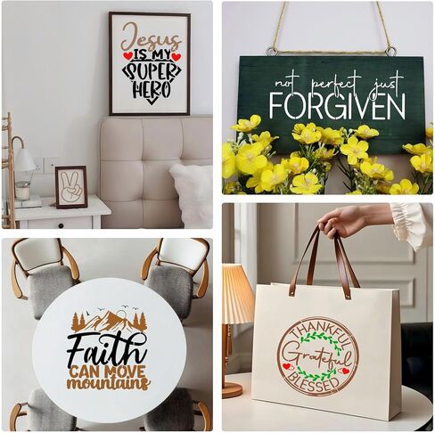 21pcs Stencils لطلاء الإستنسل المسيحية للحرف اليدوية القابلة لإعادة الاستخدام القابلة لإعادة الاستخدام قالب آية الكتاب المقدس الرسم على الحائط الخشب علامة الصخور القماش ديكور المنزل DIY in Kuwait