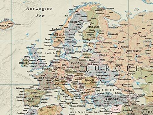 Swiftmaps 36" x 54" World Map Contemporary Premier Wall Map Poster Mural, Laminated, Made in the USA in Saudi Arabia