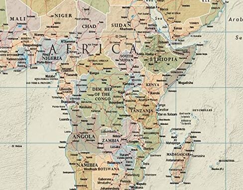 Swiftmaps 36" x 54" World Map Contemporary Premier Wall Map Poster Mural, Laminated, Made in the USA in Saudi Arabia