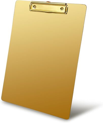حافظة من الفولاذ المقاوم للصدأ الذهب 9x12 بوصة ، واللوحات المعدنية الشاقة مع المشبك القوي لورق بحجم A4 أو ورق الحرف ، ومقاومة للماء ومقاومة للصدأ (Golden ، A4) in Kuwait