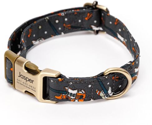Personalized Dog Collar with Name and Phone Number Engraved,Adjustable Custom Puppy Collar,Organic Cotton Pet Collar for Small Medium Large Boy Girl Dogs in Kuwait