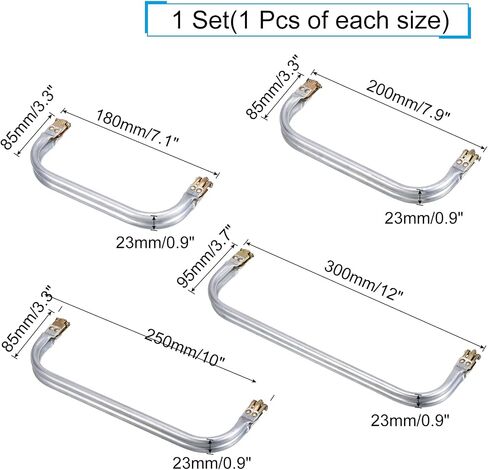 uxcell Metal Purse Frame 1Set, 7.1/7.9/10/12" Rectangle Lock Frame Kiss Lock Clasp Bag Frame Hardware Replacements for DIY Purse Handle Bag Making Sewing Craft Carpet in Saudi Arabia