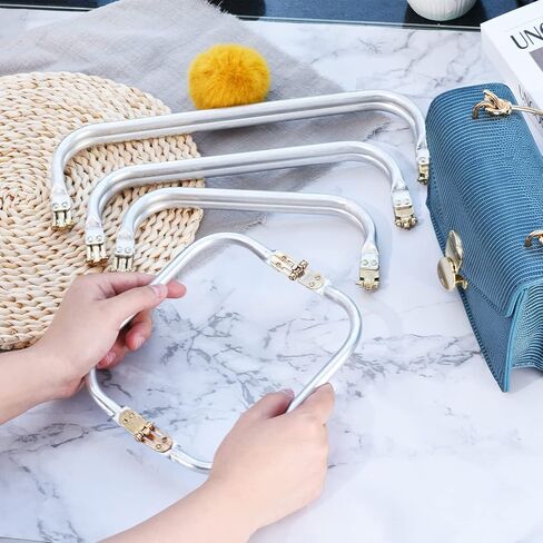 uxcell Metal Purse Frame 1Set, 7.1/7.9/10/12" Rectangle Lock Frame Kiss Lock Clasp Bag Frame Hardware Replacements for DIY Purse Handle Bag Making Sewing Craft Carpet in Saudi Arabia