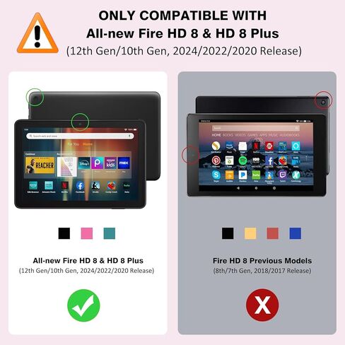 MoKo Case Fits All-New Amazon Kindle Fire HD 8 & 8 Plus Tablet(12th Generation/10th Generation, 2022/2020 Release) 8",Trifold Stand Cover with Translucent Backshell with Auto Wake/Sleep,Rose Gold in Kuwait