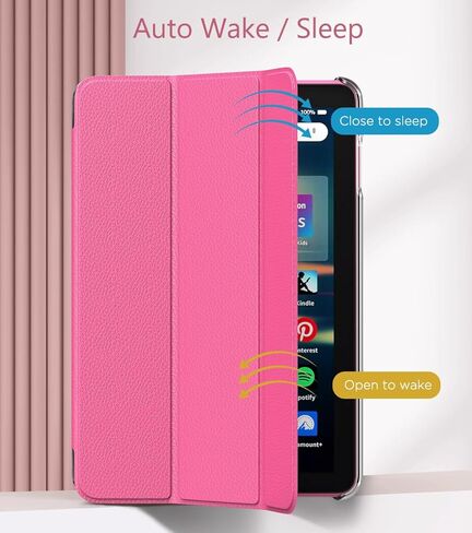 MoKo Case Fits All-New Amazon Kindle Fire HD 8 & 8 Plus Tablet(12th Generation/10th Generation, 2022/2020 Release) 8",Trifold Stand Cover with Translucent Backshell with Auto Wake/Sleep,Rose Gold in Kuwait