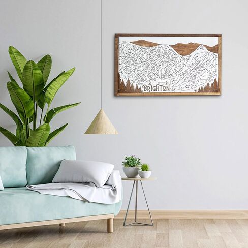 Snowbasin Ski Resort Laser Laser Signed Map Sign | التزلج خريطة الخريطة الجدار الفن | فن الجدار الجبلي مؤطر | ديكور المشهد الجبلي | 16.5 "x26.5" in Kuwait