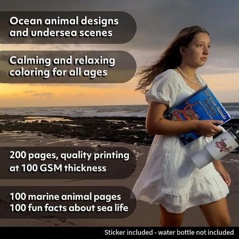100 Ocean Animals: Relaxing Adult Coloring Book for Women & Men - Spiral Bound | Fun Facts & Stress Relief Coloring of Octopuses, Whales, Dolphins, Sea Turtles, Sharks, Stingrays, Axolotls & More in Saudi Arabia