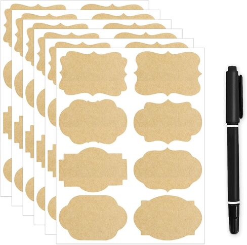 240pcs علامات الهدايا ملصقات ، 2 '' × 3''Kraft ملصق ، ملصقات بنية بنية ذاتية لزجاجة الزيوت الأساسية ، الجرار ، تخزين الطعام أو زخرفة الهدايا (Kraft) in Kuwait