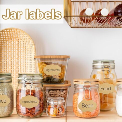 240pcs علامات الهدايا ملصقات ، 2 '' × 3''Kraft ملصق ، ملصقات بنية بنية ذاتية لزجاجة الزيوت الأساسية ، الجرار ، تخزين الطعام أو زخرفة الهدايا (Kraft) in Kuwait
