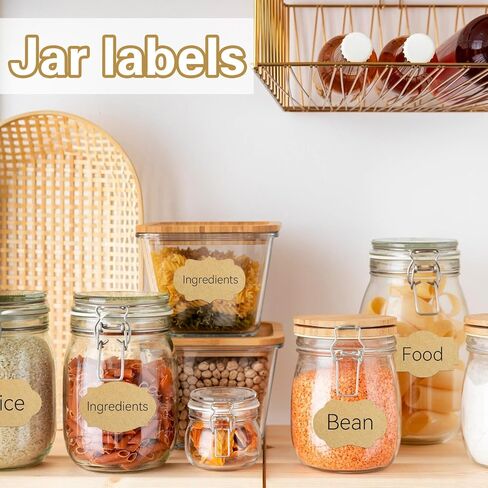 240pcs علامات الهدايا ملصقات ، 2 '' × 3''Kraft ملصق ، ملصقات بنية بنية ذاتية لزجاجة الزيوت الأساسية ، الجرار ، تخزين الطعام أو زخرفة الهدايا (Kraft) in Kuwait