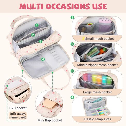 Pencil Case for Kids Girls Makeup Bag Women Cute Corduroy Pencil Bag with 5 Compartments Pencil Pouch Organizer Aesthetic School Supplies, Beige in Kuwait