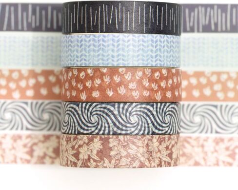 Fantasy Washi Tape Set - 5 Rolls Texture Arts Adhesive Tapes Basic Patterns Decorative Masking Tape Sets for Craft, Kids, Scrapbook, DIY, Gift Wrapping (6-Summer Fields) in Saudi Arabia