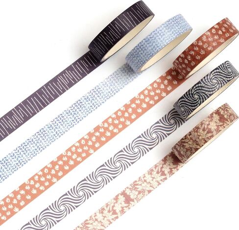 Fantasy Washi Tape Set - 5 Rolls Texture Arts Adhesive Tapes Basic Patterns Decorative Masking Tape Sets for Craft, Kids, Scrapbook, DIY, Gift Wrapping (6-Summer Fields) in Saudi Arabia