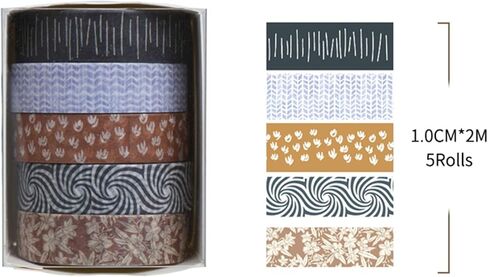 Fantasy Washi Tape Set - 5 Rolls Texture Arts Adhesive Tapes Basic Patterns Decorative Masking Tape Sets for Craft, Kids, Scrapbook, DIY, Gift Wrapping (6-Summer Fields) in Saudi Arabia