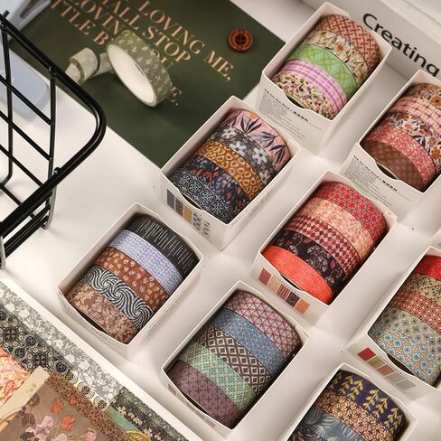 Fantasy Washi Tape Set - 5 Rolls Texture Arts Adhesive Tapes Basic Patterns Decorative Masking Tape Sets for Craft, Kids, Scrapbook, DIY, Gift Wrapping (6-Summer Fields) in Saudi Arabia