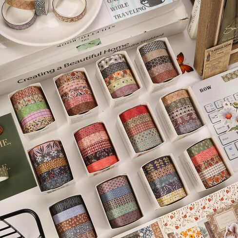 Fantasy Washi Tape Set - 5 Rolls Texture Arts Adhesive Tapes Basic Patterns Decorative Masking Tape Sets for Craft, Kids, Scrapbook, DIY, Gift Wrapping (6-Summer Fields) in Saudi Arabia