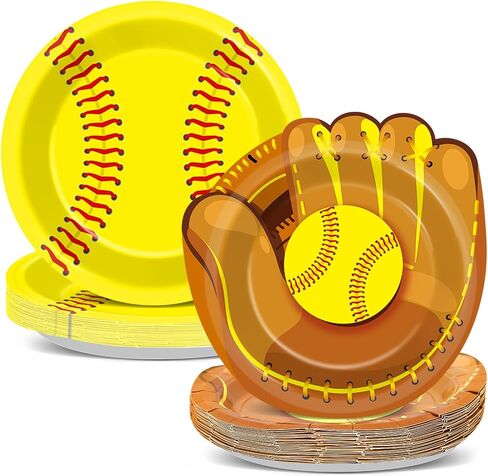 50 PCS Softball Party Paper Plate Plate Sports Party Party Decorations Softball Birthday Direction Directed Paper Plates Supplies for Sports Boys Girls Birthdy Dufors Decoration Decoration in Saudi Arabia
