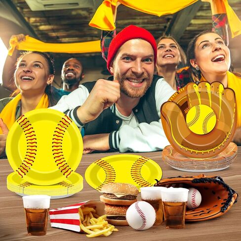 50 PCS Softball Party Paper Plate Plate Sports Party Party Decorations Softball Birthday Direction Directed Paper Plates Supplies for Sports Boys Girls Birthdy Dufors Decoration Decoration in Saudi Arabia