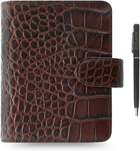FILOFAX CLASSION CROC LEATH LEATHERSERIZER AGENIZER AGENDA BUNDLED مع قلم PROOND DILORO (Chestnut 2025 مع قلم ، حجم ورقة الجيب 4.72 "× 3.18") in Saudi Arabia