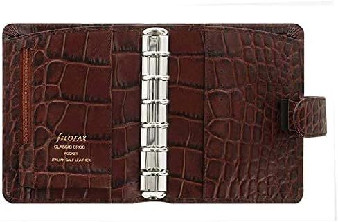 FILOFAX CLASSION CROC LEATH LEATHERSERIZER AGENIZER AGENDA BUNDLED مع قلم PROOND DILORO (Chestnut 2025 مع قلم ، حجم ورقة الجيب 4.72 "× 3.18") in Saudi Arabia