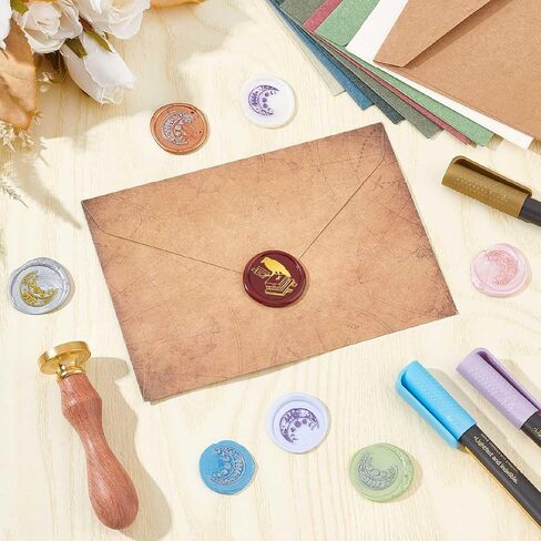 CRASPIRE Raven Wax Seal Stamp Book Wax Stamp 25mm Retro Vintage Holiday Halloween Bird Replaceable Golden Brass Sealing Heads with Wooden Handle for DIY Scrapbooking Invitations Envelope Wine Packages in Saudi Arabia
