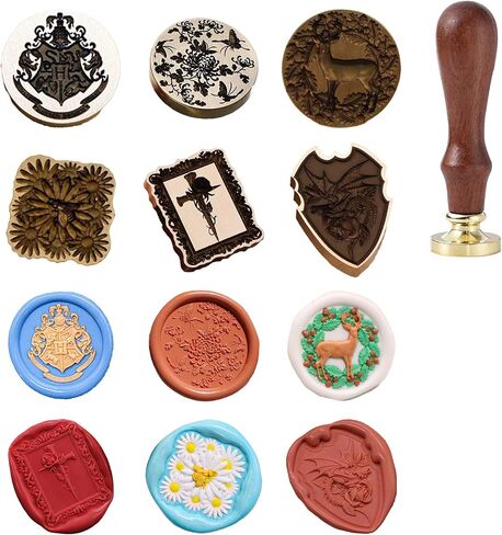 Wax Seal Stamp - Flying Dragon Sealling Wax Stamp with Wing, Shield Stamp with Engraved Rose, 3D Shaped Removable Brass Head in Saudi Arabia
