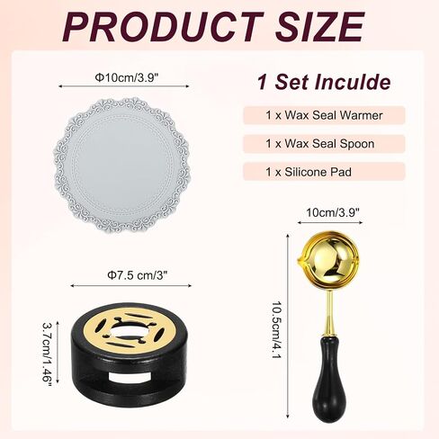 PATIKIL Wax Stamp Seal Kit, Wax Seal Kit Include Sealing Warmer, Melting Spoon, Silicone Pad, Retro Melt Stove Pot Furnace Tool for Envelope Letter Mailing Crafts DIY, Wood Color/Gray in Saudi Arabia