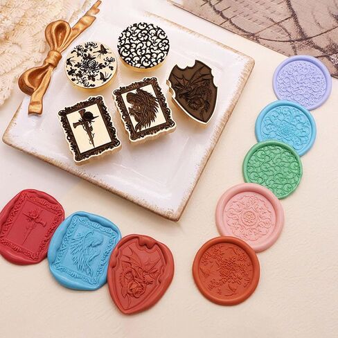 Wax Seal Stamp - Flying Dragon Sealling Wax Stamp with Wing, Shield Stamp with Engraved Rose, 3D Shaped Removable Brass Head in Saudi Arabia