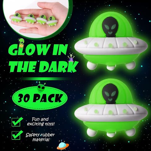 30 PCS توهج في التماثيل الغريبة المظلمة Mini Mini Halloween Tiny Spaceship التماثيل الغريبة للاختباء والبحث in Saudi Arabia