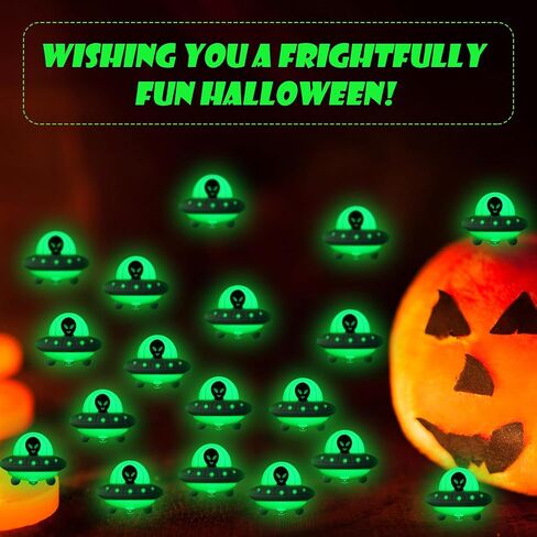 30 PCS توهج في التماثيل الغريبة المظلمة Mini Mini Halloween Tiny Spaceship التماثيل الغريبة للاختباء والبحث in Saudi Arabia