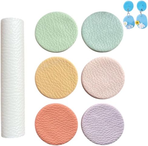 HOBBIESAY Polymer Clay Texture Roller Clay Earring Molds Polymers Clay Texture Sheets Polymer Clays Leather Textures Roller Embossing Pottery Textures Rollers for Polymer Clay Earrings Jewelry in Saudi Arabia