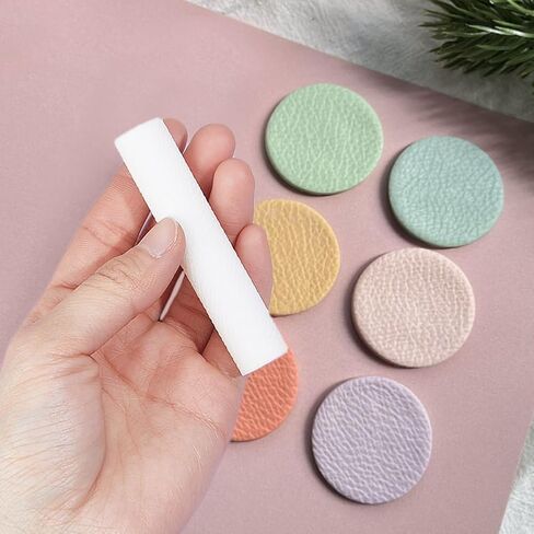 HOBBIESAY Polymer Clay Texture Roller Clay Earring Molds Polymers Clay Texture Sheets Polymer Clays Leather Textures Roller Embossing Pottery Textures Rollers for Polymer Clay Earrings Jewelry in Saudi Arabia