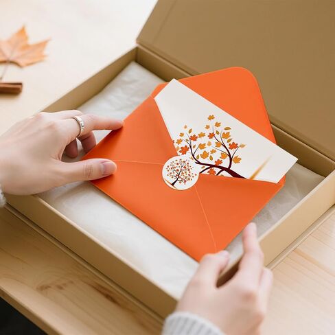 Whaline 24 Pcs Fall Greeting Cards Autumn Tree Blank Note Cards with Envelopes and Stickers for Autumn Holiday Birthday Party, 4 x 6 Inch in Saudi Arabia