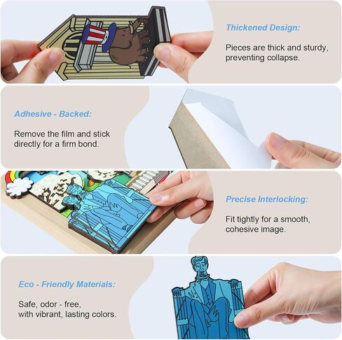 LQG Art Crafts Gift for Kids 4-8 Ages 3D Wooden City Landmark Series Frame Kit for Kids - DIY Washington Cartoon Style Puzzle Toys Perfect Wall Art and Tabletop Decoration in Saudi Arabia