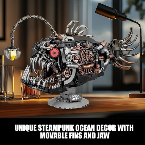 بناء الأسماك الميكانيكية Steampunk ميكانيكية مع لعبة حيوانات محيطية إبداعية لديكور المكتب المنزلي ، متوافق مع LEGO للبالغين ، هدية STEM للطفل المراهقين الأولاد 8-14 (1038 PCS) in Kuwait