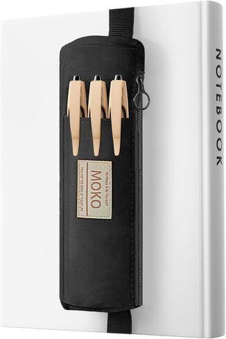 MoKo Pen Holder for Notebook, Pencil Pouch with Adjustable Elastic Band, Slim Portable Zipper Pen Pouch Holder for Planners, Journals, Book, Green in Saudi Arabia