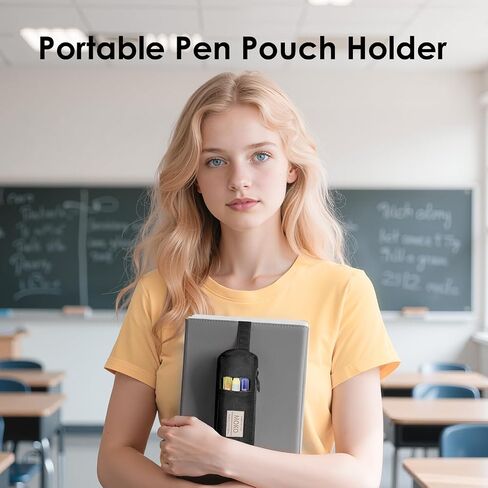 MoKo Pen Holder for Notebook, Pencil Pouch with Adjustable Elastic Band, Slim Portable Zipper Pen Pouch Holder for Planners, Journals, Book, Green in Saudi Arabia