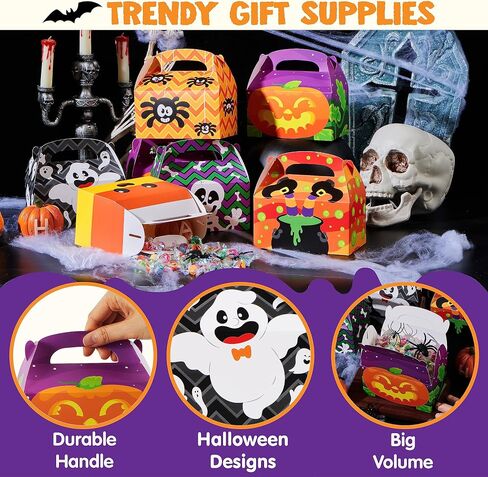 JOYIN 24 PCS Halloween Treat Boxes Candy Boxes, House Cardboard Goodie Bags, Cookies Candy Bags for Kids Children Trick or Treat, Holiday Pastries, Cupcakes, Party Favor Supplies, Decoration in Saudi Arabia